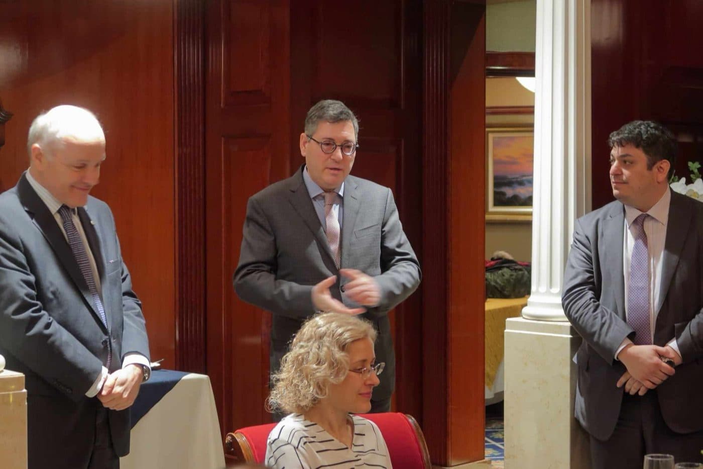 The Greek and Cypriot Ambassadors addressing the Chamber members and guests